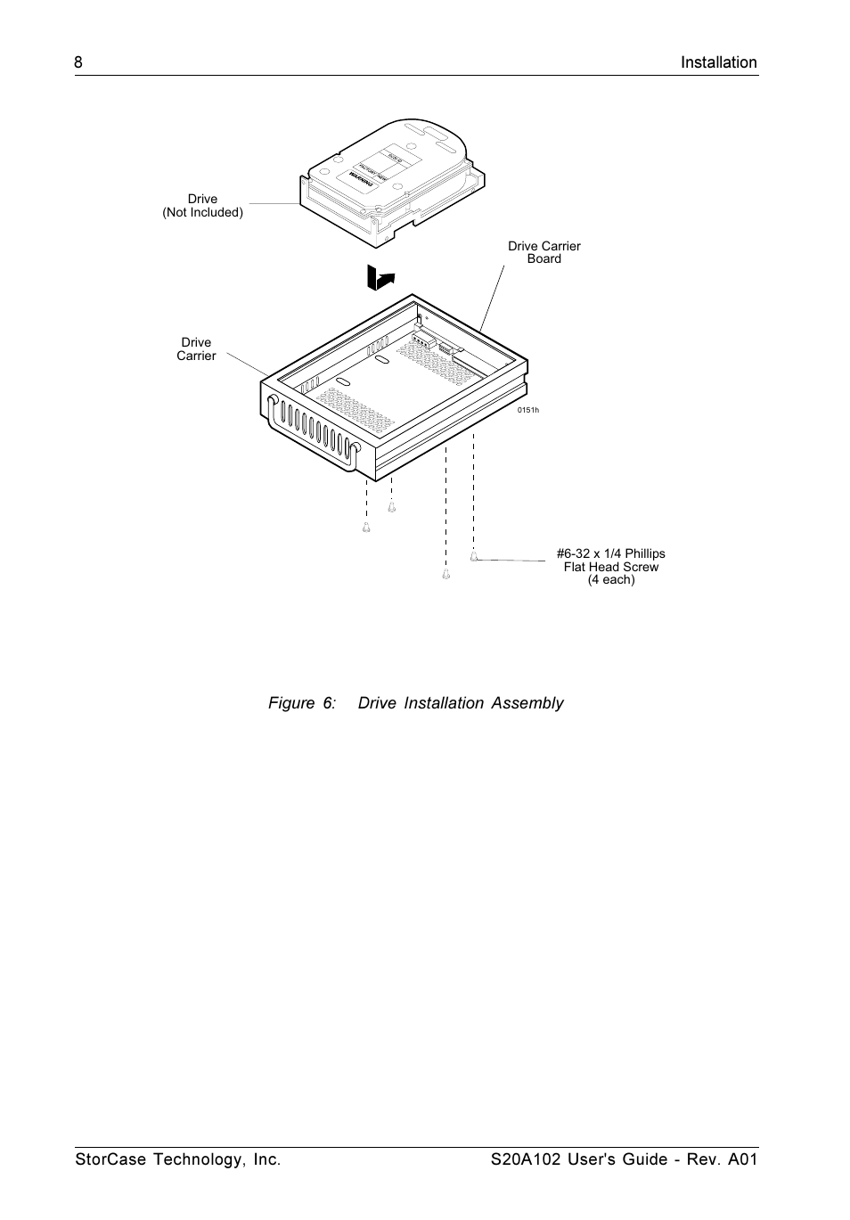 Figure 6: drive installation assembly | StorCase Technology S20A102 User Manual | Page 15 / 33