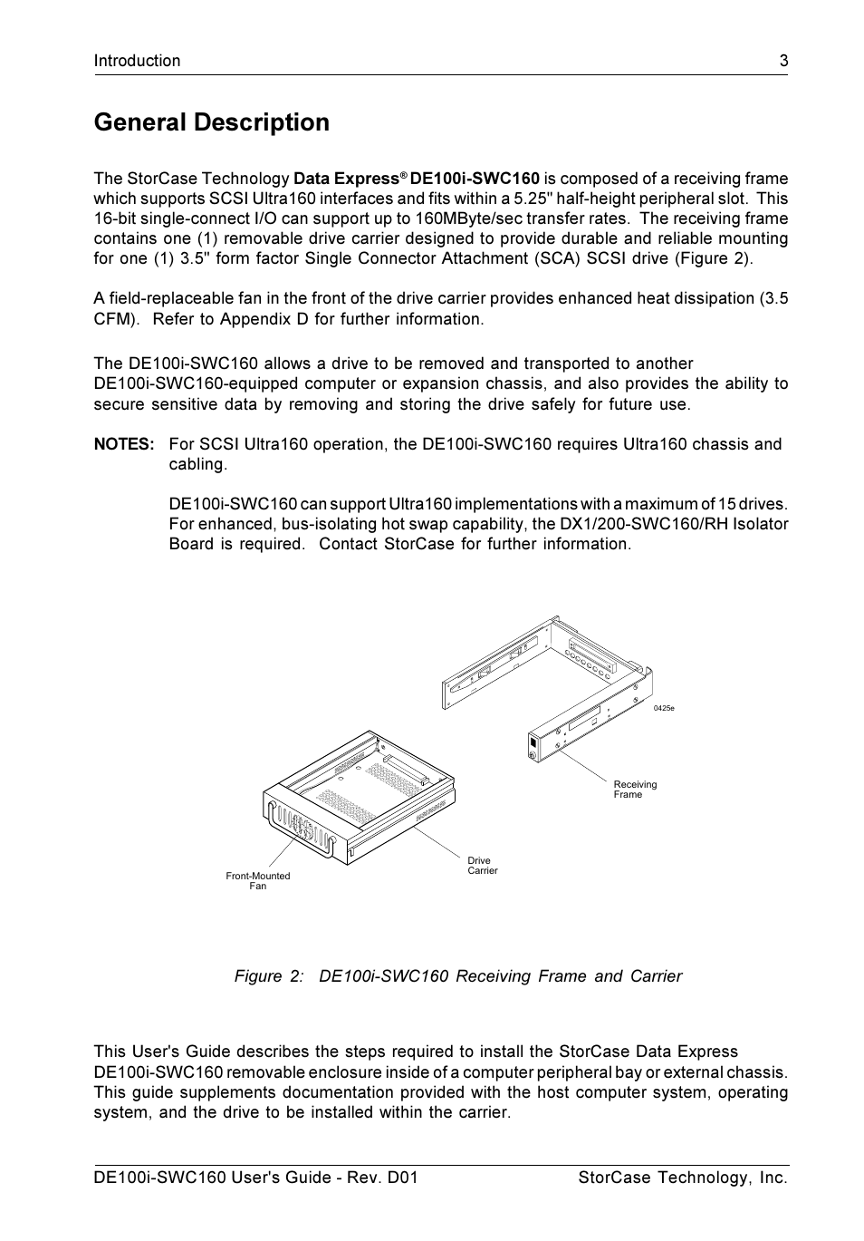 General description | StorCase Technology DE100i-SWC160 User Manual | Page 10 / 39