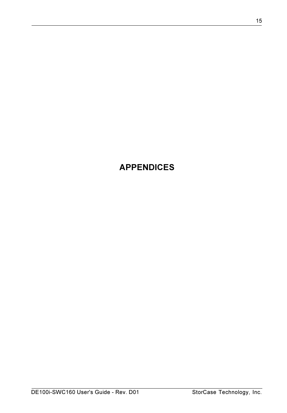 Appendices | StorCase Technology DE100i-SWC160 User Manual | Page 22 / 39
