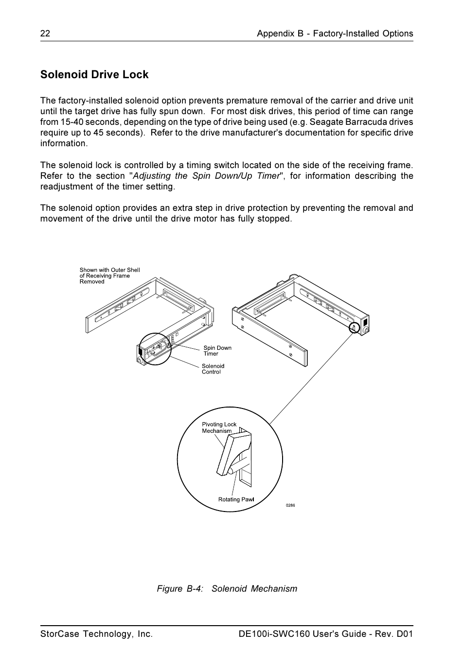 Solenoid drive lock | StorCase Technology DE100i-SWC160 User Manual | Page 29 / 39