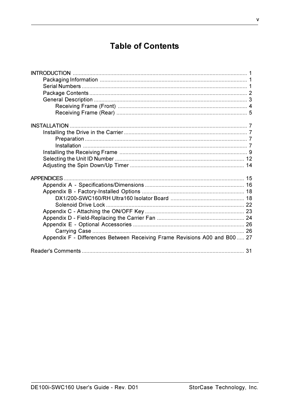 StorCase Technology DE100i-SWC160 User Manual | Page 6 / 39