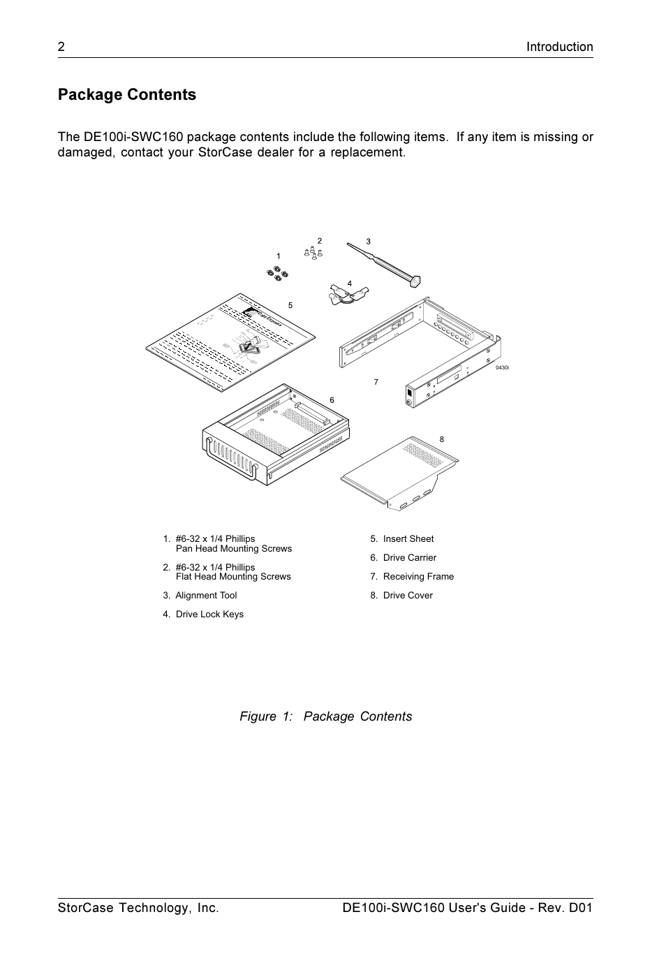 Package contents | StorCase Technology DE100i-SWC160 User Manual | Page 9 / 39