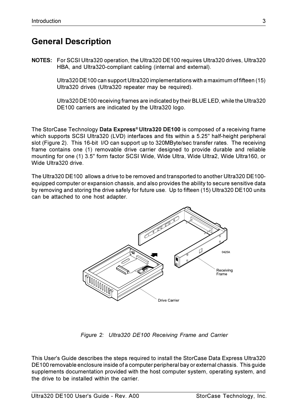 General description | StorCase Technology Ultra320 DE100 User Manual | Page 10 / 31