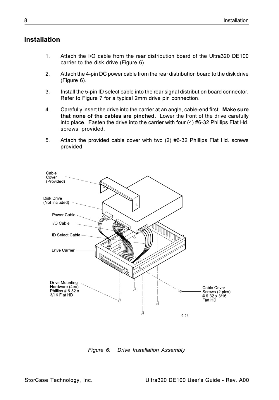 Installation | StorCase Technology Ultra320 DE100 User Manual | Page 15 / 31