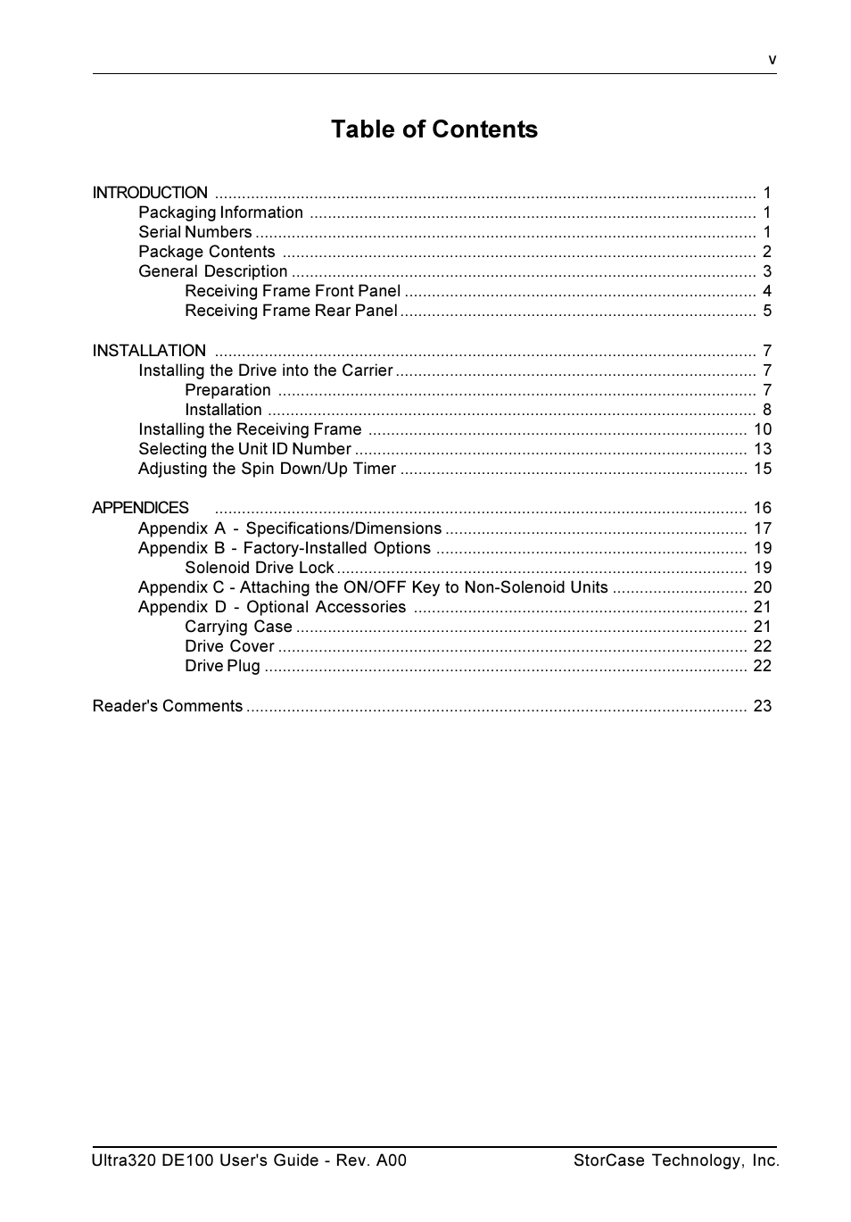 StorCase Technology Ultra320 DE100 User Manual | Page 6 / 31