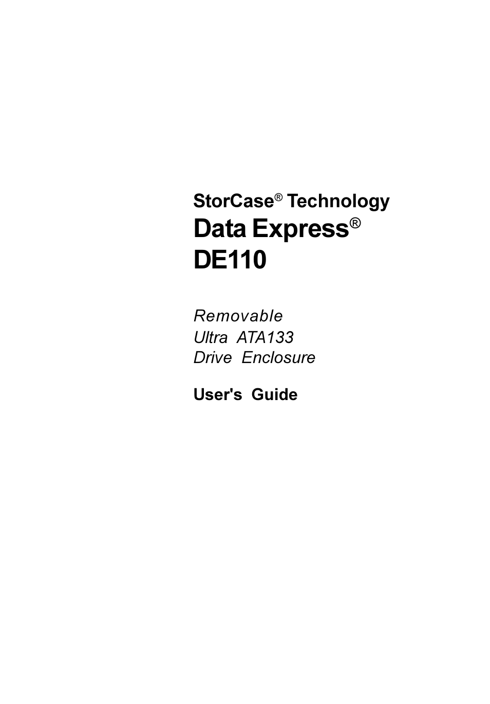 StorCase Technology DE110 User Manual | 27 pages