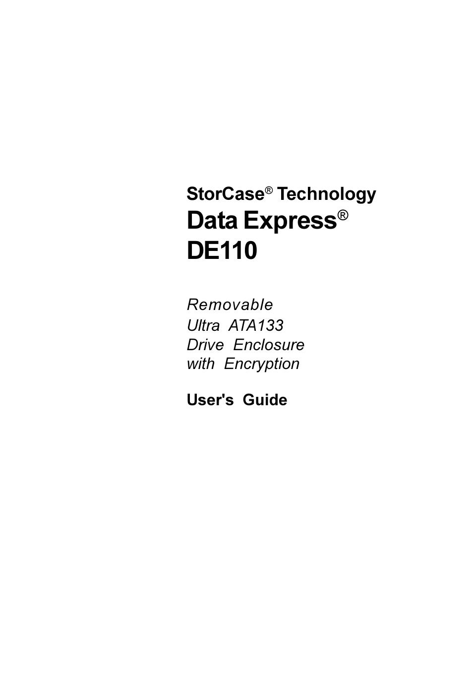 StorCase Technology DE110 User Manual | 31 pages