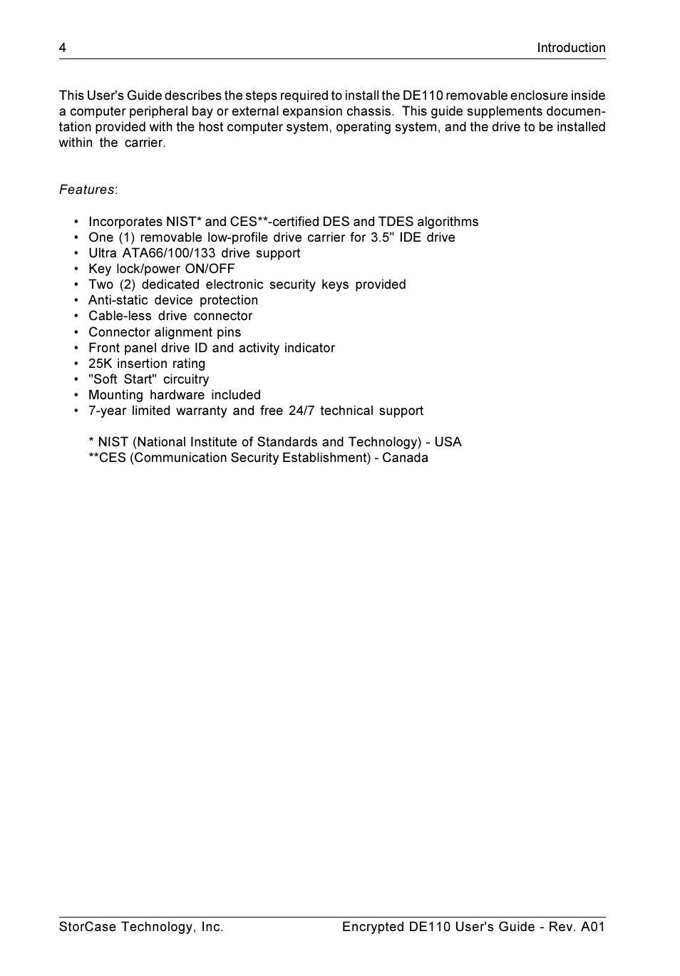 StorCase Technology DE110 User Manual | Page 11 / 31