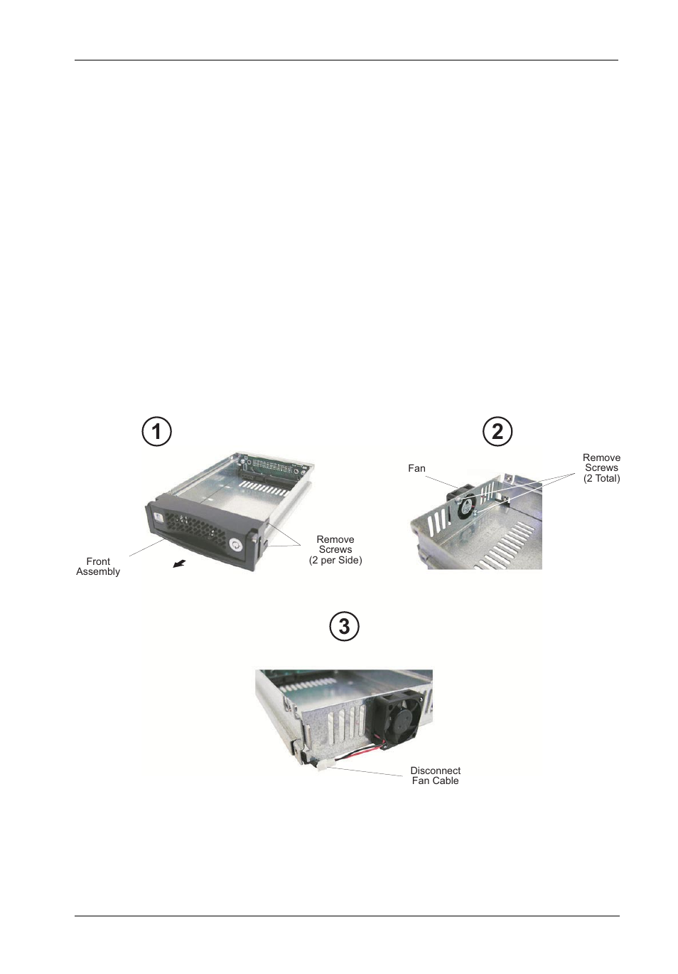 Appendix c - field-replacing the carrier fan | StorCase Technology DE110 User Manual | Page 26 / 29