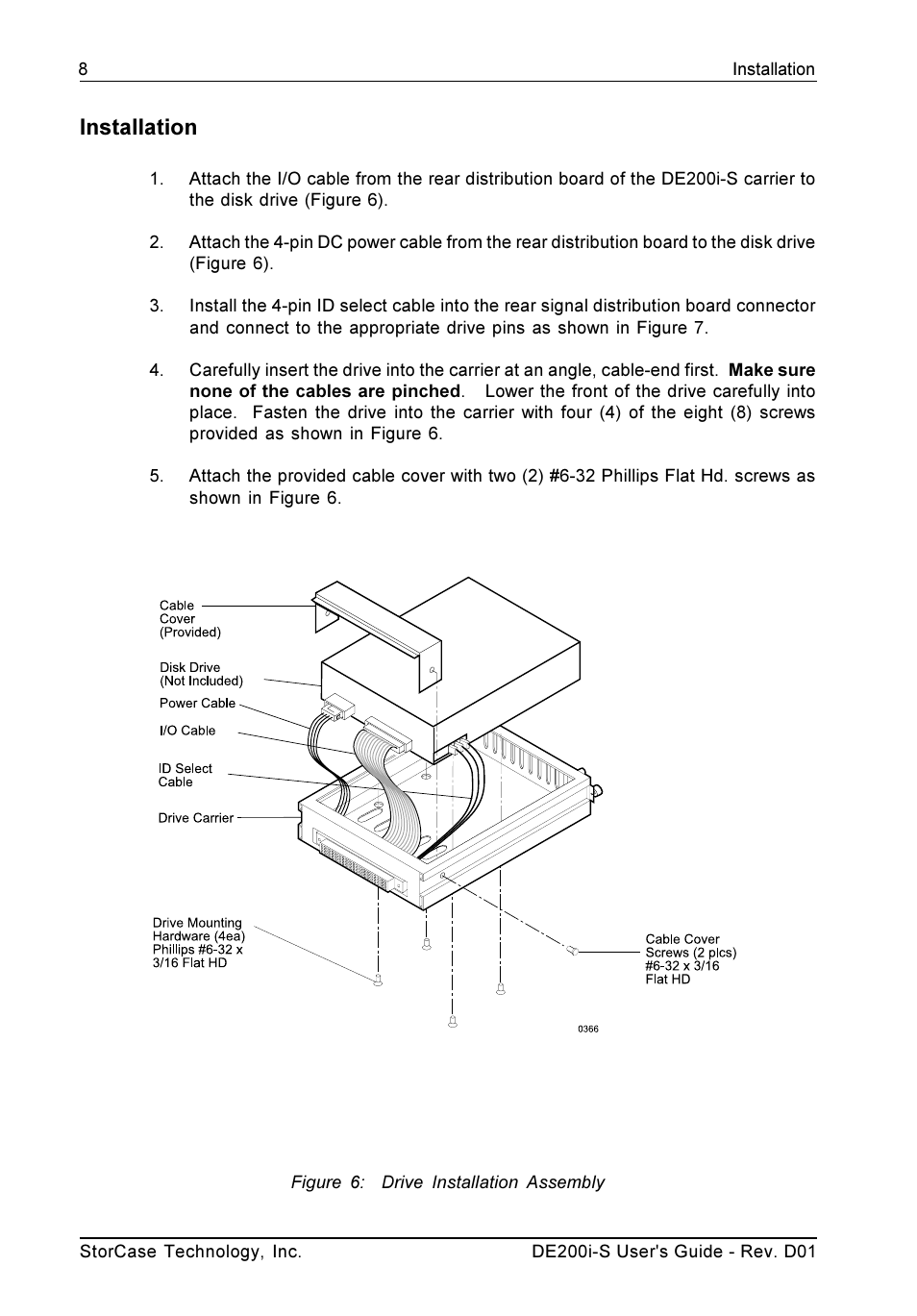 Installation | StorCase Technology DE200i-S User Manual | Page 15 / 33