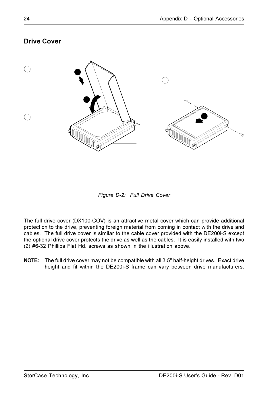 Drive cover | StorCase Technology DE200i-S User Manual | Page 31 / 33