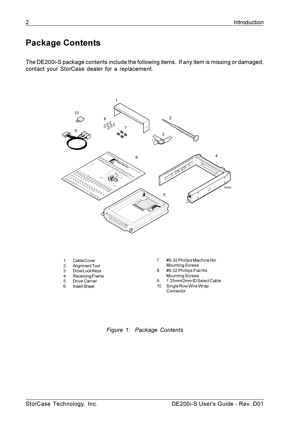 Package contents | StorCase Technology DE200i-S User Manual | Page 9 / 33