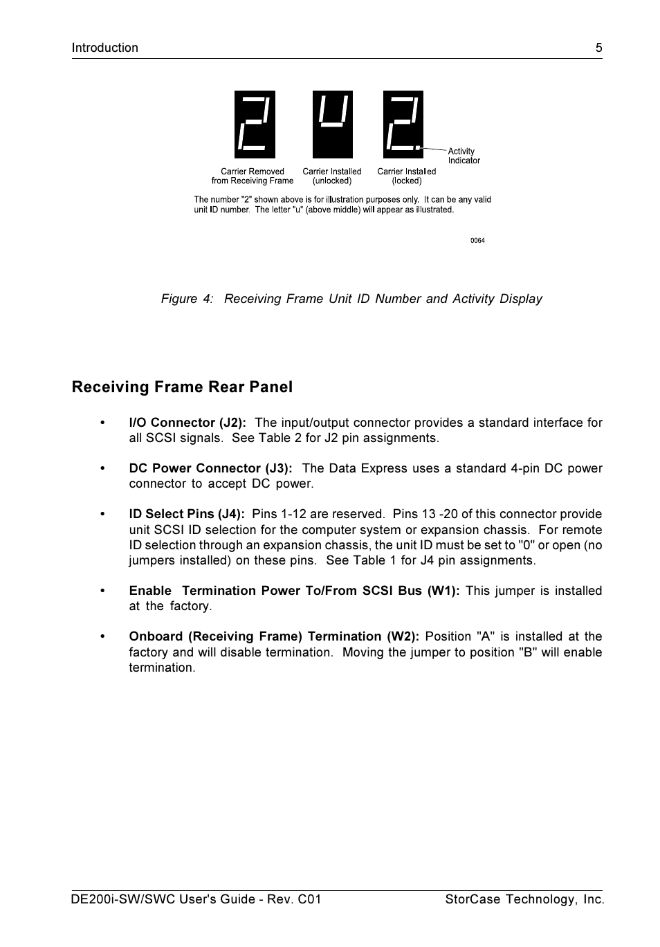Receiving frame rear panel | StorCase Technology DE200i-SWC User Manual | Page 12 / 35