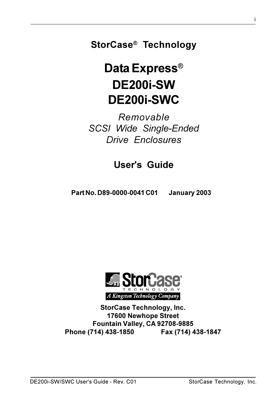 Data express, Storcase, Technology | StorCase Technology DE200i-SWC User Manual | Page 2 / 35