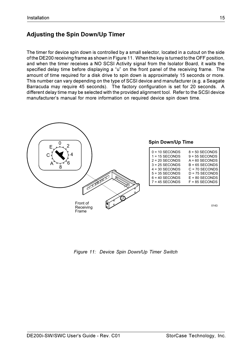 Adjusting the spin down/up timer | StorCase Technology DE200i-SWC User Manual | Page 22 / 35