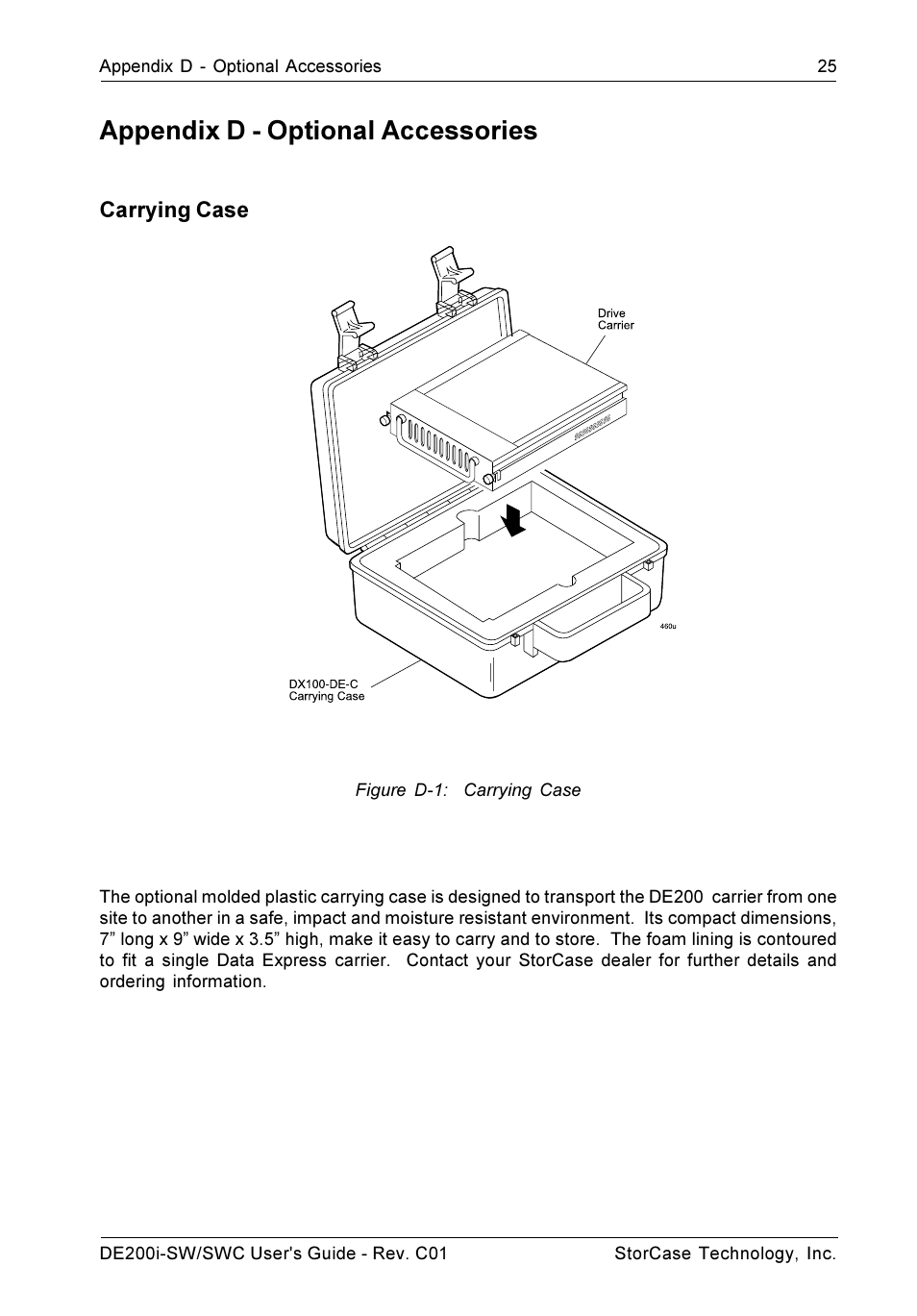 Appendix d - optional accessories, Carrying case | StorCase Technology DE200i-SWC User Manual | Page 32 / 35