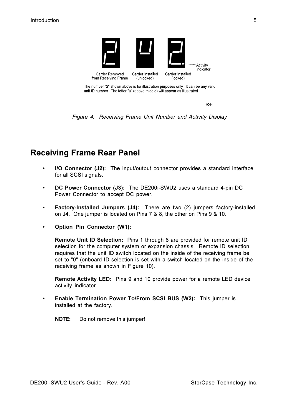 Receiving frame rear panel | StorCase Technology DE200i-SWU2 User Manual | Page 12 / 37