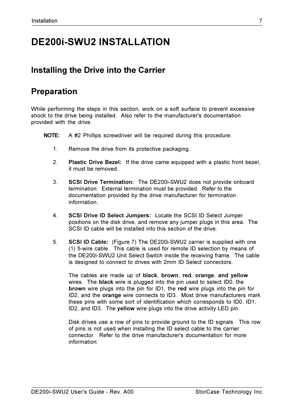 De200i-swu2 installation, Installing the drive into the carrier preparation | StorCase Technology DE200i-SWU2 User Manual | Page 14 / 37