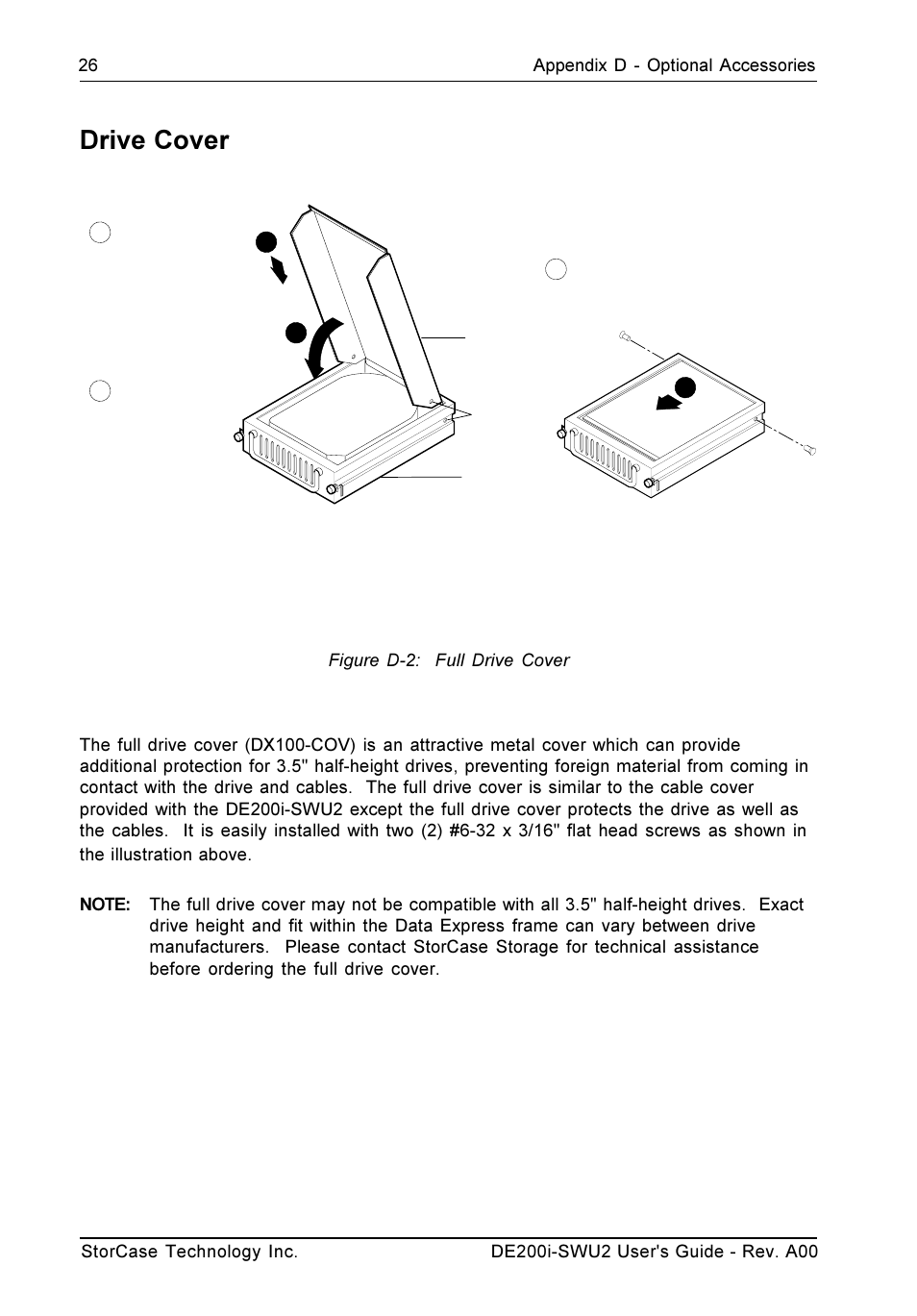 Drive cover | StorCase Technology DE200i-SWU2 User Manual | Page 33 / 37