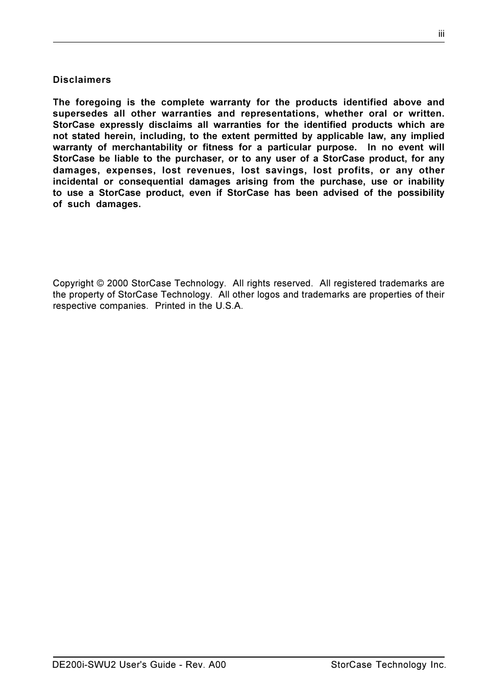 StorCase Technology DE200i-SWU2 User Manual | Page 4 / 37