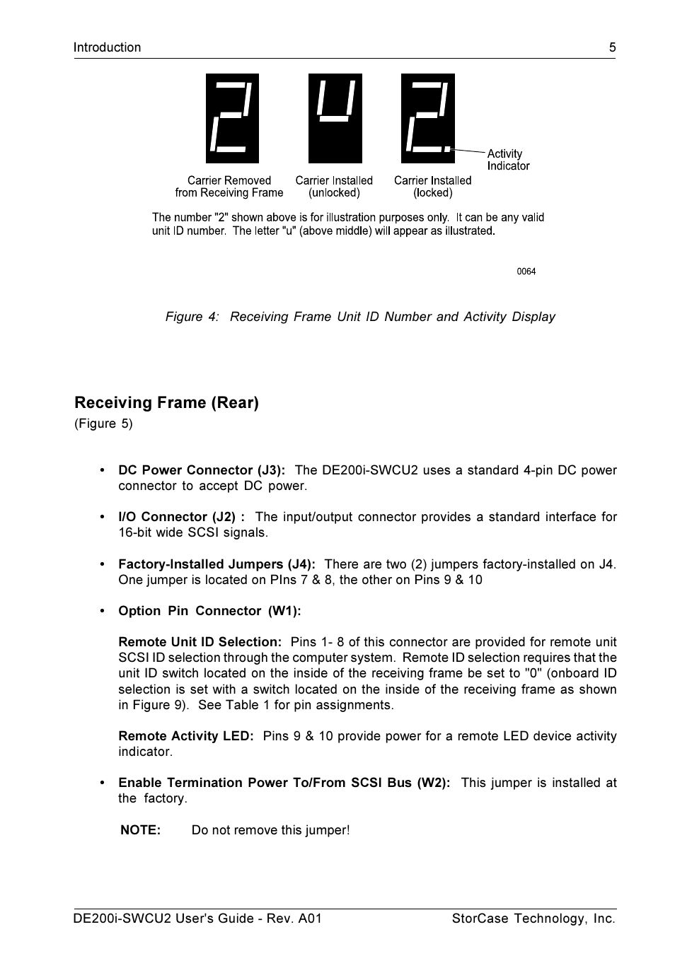 Receiving frame (rear) | StorCase Technology DE200i-SWCU2 User Manual | Page 12 / 35