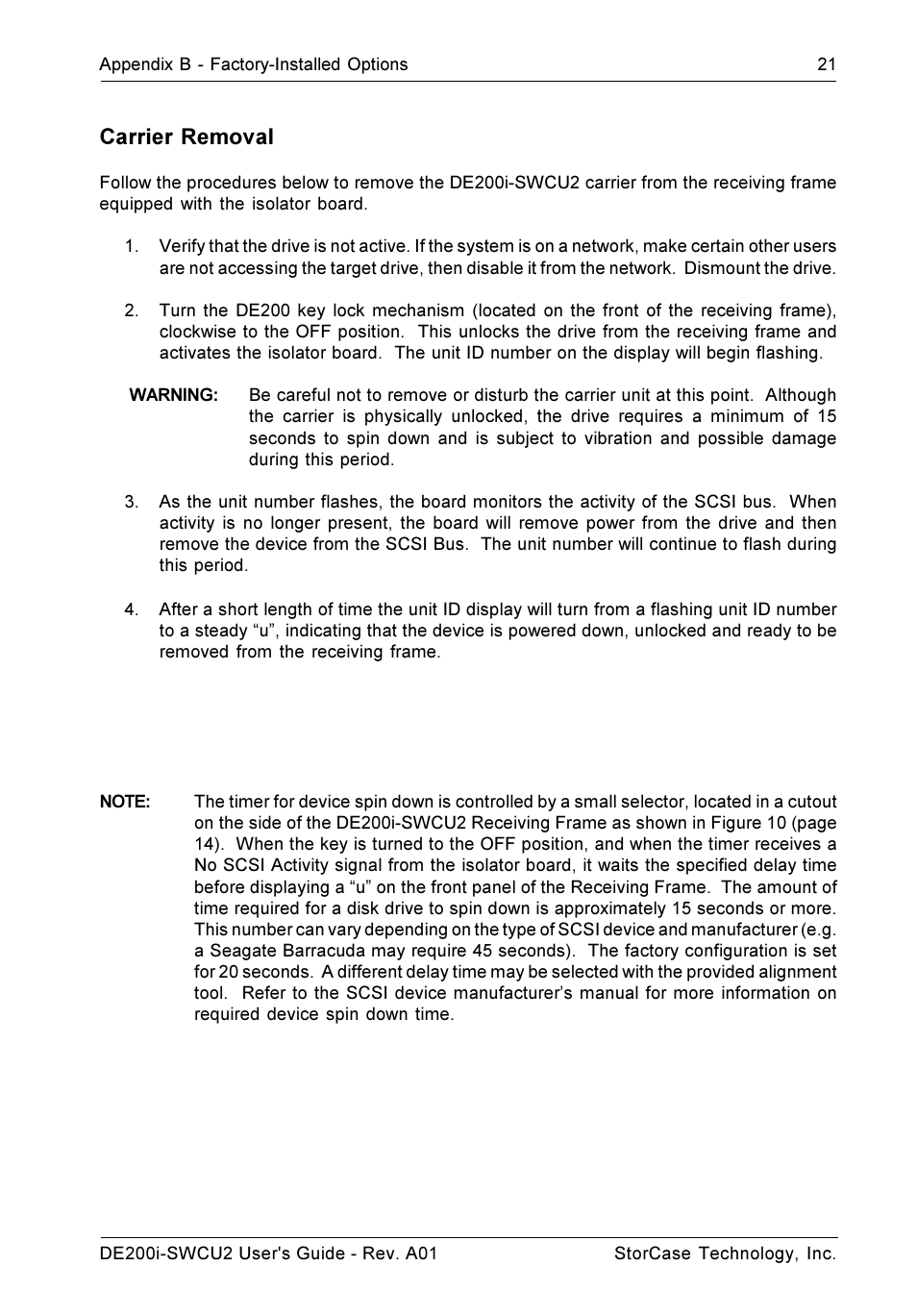 Carrier removal | StorCase Technology DE200i-SWCU2 User Manual | Page 28 / 35