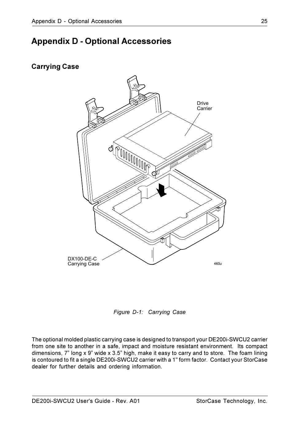 Appendix d - optional accessories, Carrying case | StorCase Technology DE200i-SWCU2 User Manual | Page 32 / 35