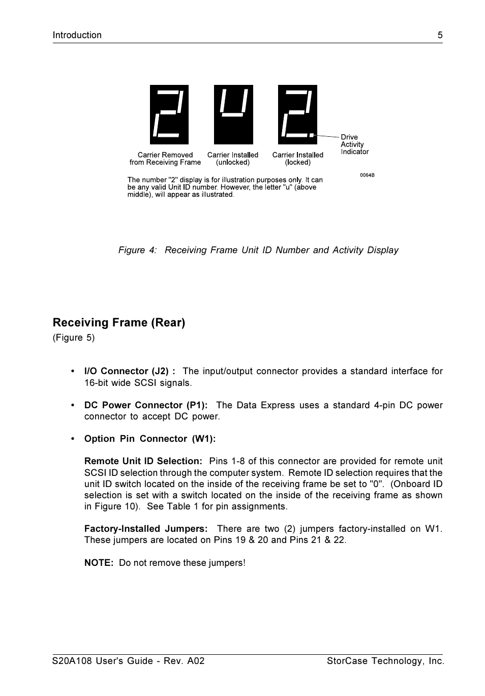 Receiving frame (rear) | StorCase Technology S20A108 User Manual | Page 12 / 33