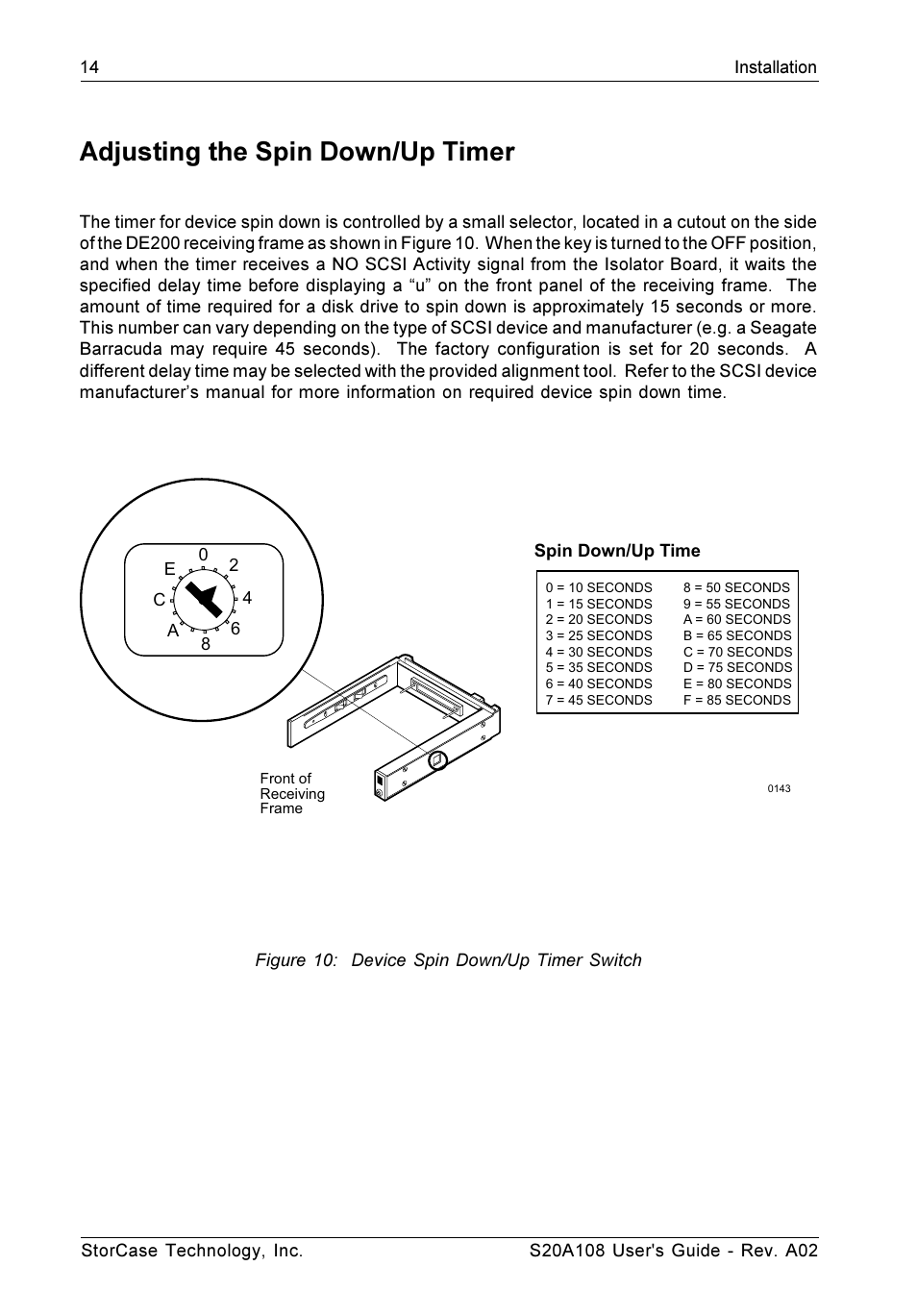 Adjusting the spin down/up timer | StorCase Technology S20A108 User Manual | Page 21 / 33