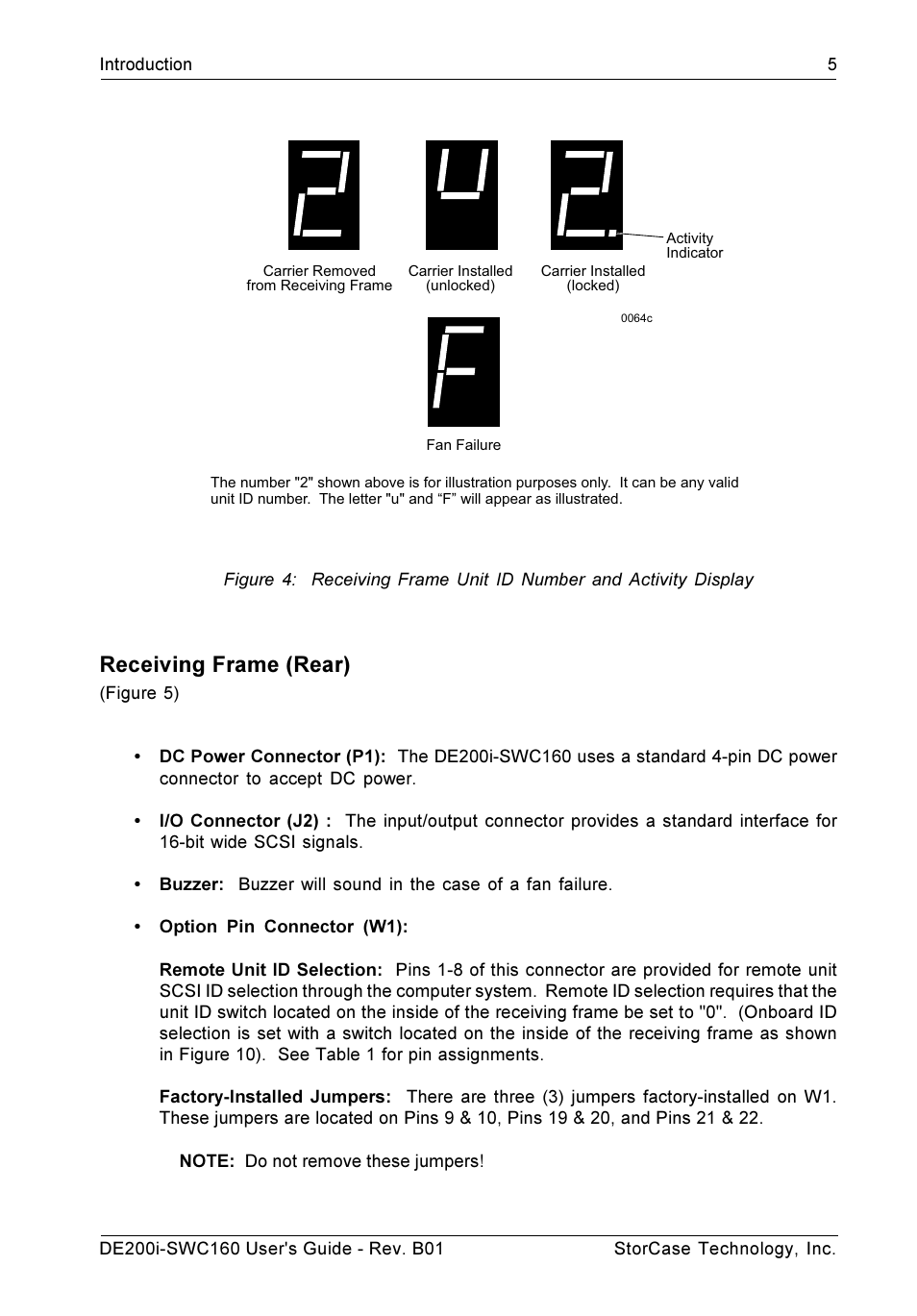 Receiving frame (rear) | StorCase Technology DE200i-SWC160 User Manual | Page 12 / 37