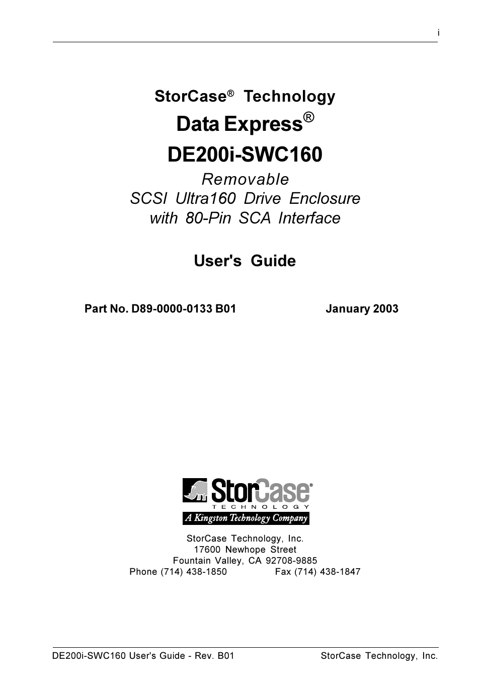 Data express, Storcase, Technology | StorCase Technology DE200i-SWC160 User Manual | Page 2 / 37