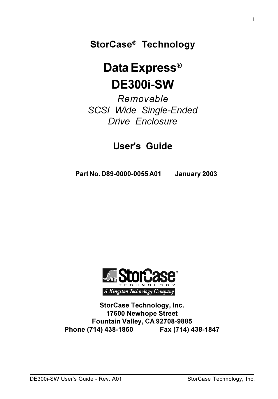 Data express, De300i-sw, Storcase | Technology | StorCase Technology DE300i-SW User Manual | Page 2 / 35
