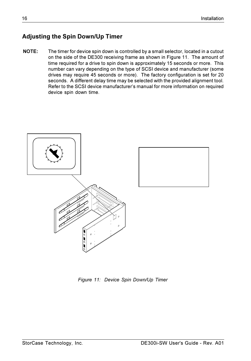 Adjusting the spin down/up timer | StorCase Technology DE300i-SW User Manual | Page 23 / 35
