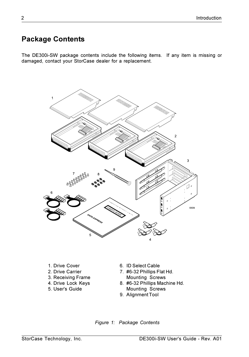 Package contents | StorCase Technology DE300i-SW User Manual | Page 9 / 35