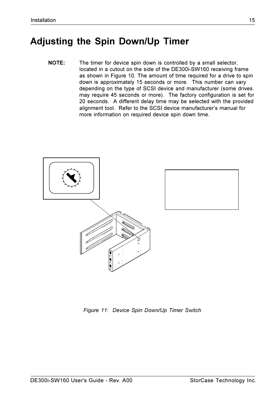 Adjusting the spin down/up timer | StorCase Technology DE300i-SW160 User Manual | Page 22 / 29