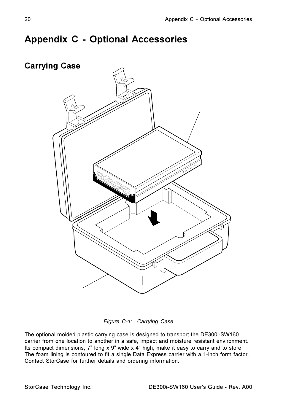 Appendix c - optional accessories, Carrying case | StorCase Technology DE300i-SW160 User Manual | Page 27 / 29