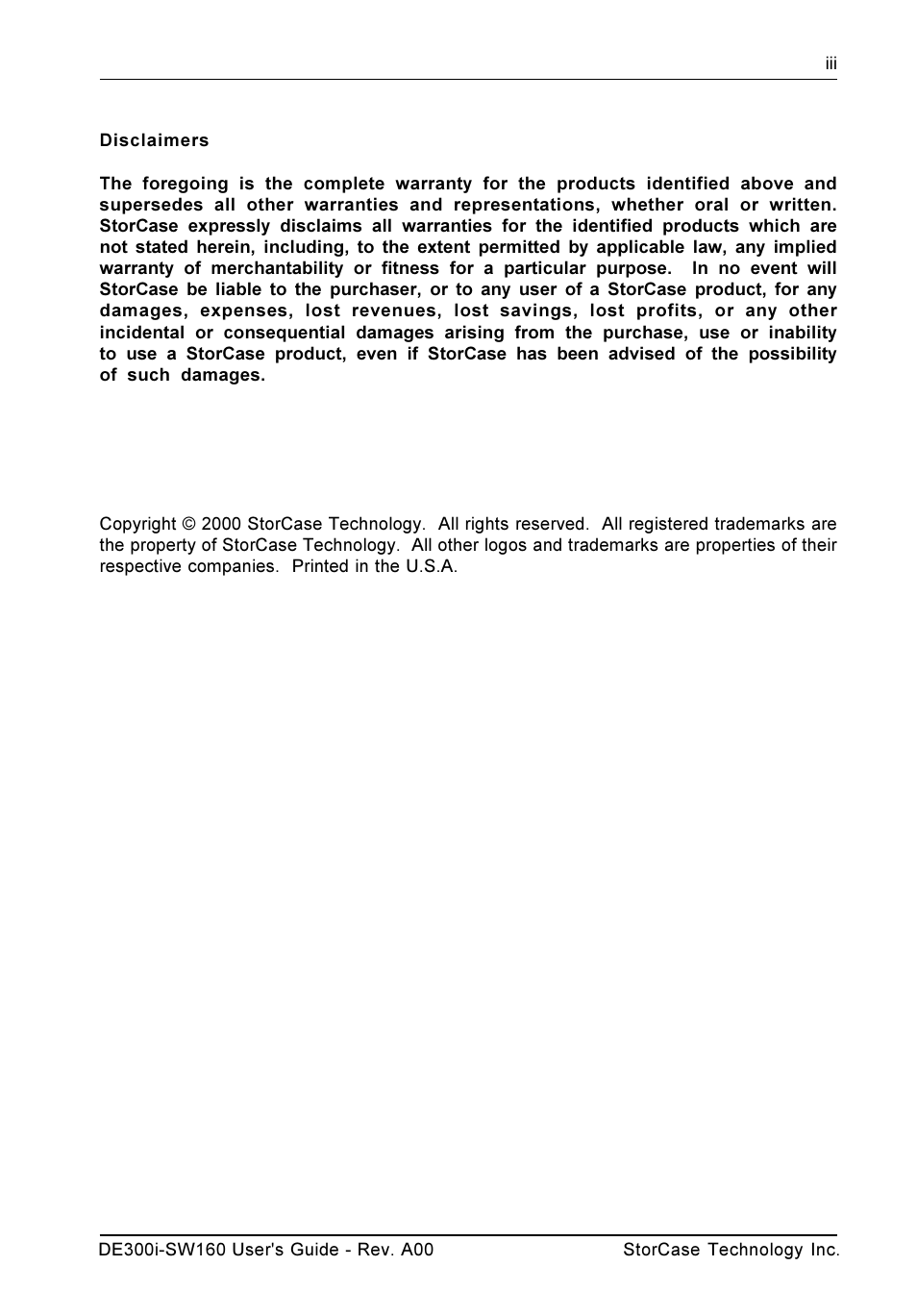 StorCase Technology DE300i-SW160 User Manual | Page 4 / 29