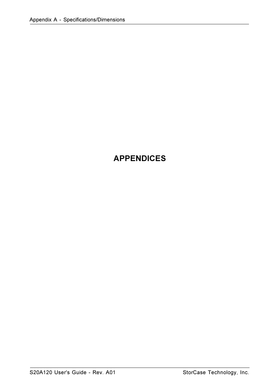 Appendices | StorCase Technology S20A120 User Manual | Page 22 / 31
