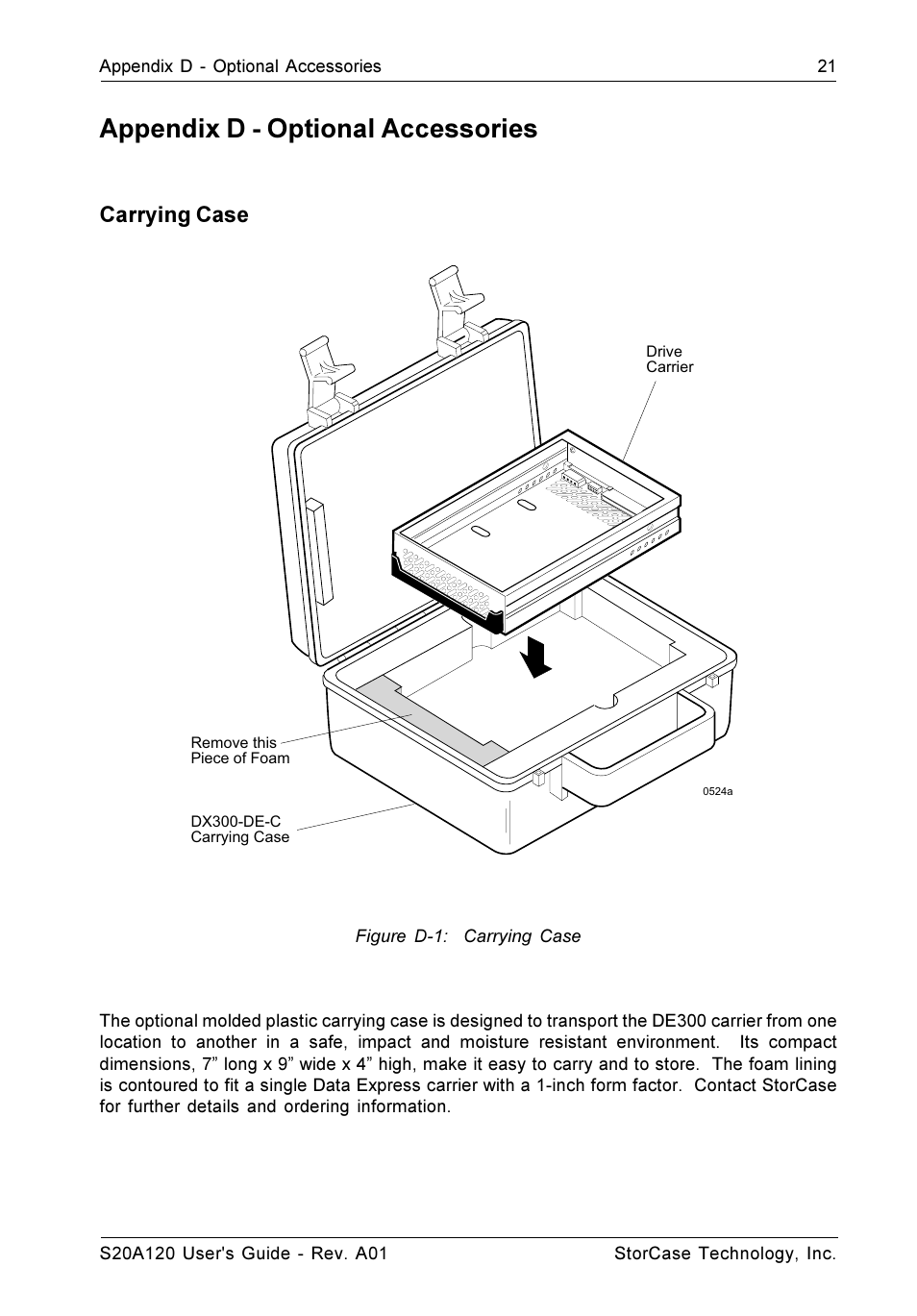 Appendix d - optional accessories, Carrying case | StorCase Technology S20A120 User Manual | Page 28 / 31