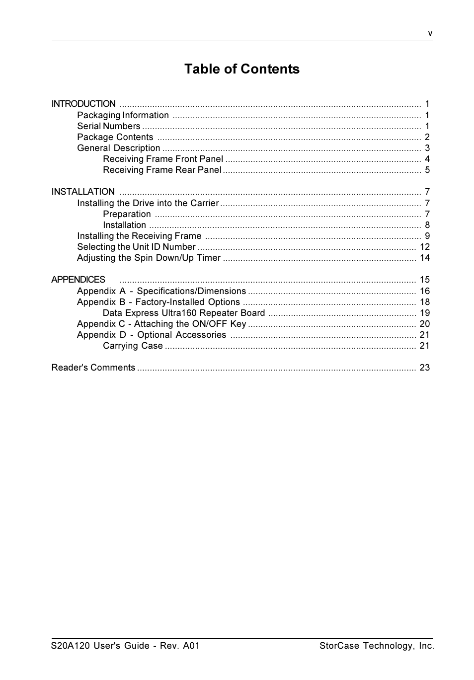 StorCase Technology S20A120 User Manual | Page 6 / 31