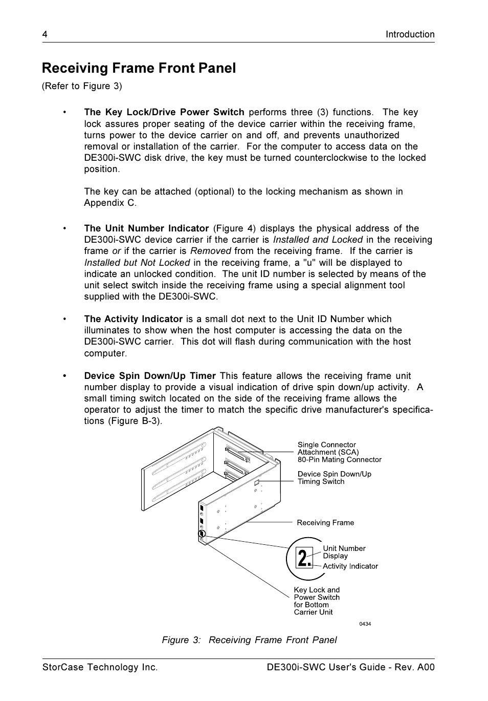 Receiving frame front panel | StorCase Technology DE300i-SWC User Manual | Page 11 / 33