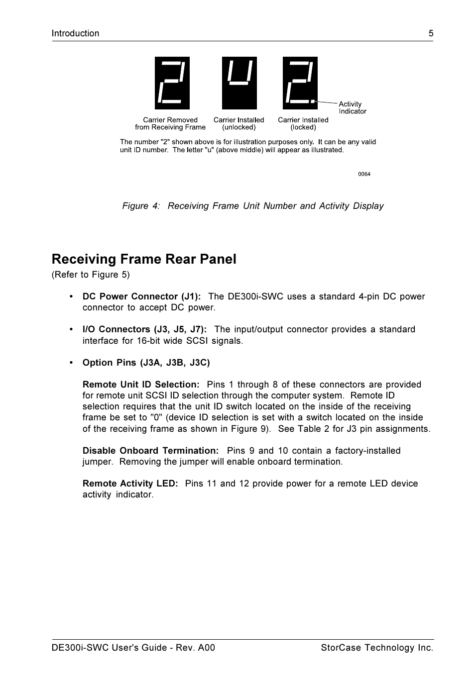 Receiving frame rear panel | StorCase Technology DE300i-SWC User Manual | Page 12 / 33