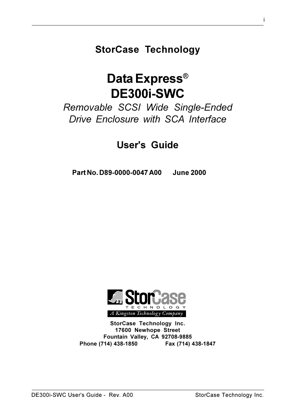 Data express, De300i-swc, Storcase technology | StorCase Technology DE300i-SWC User Manual | Page 2 / 33