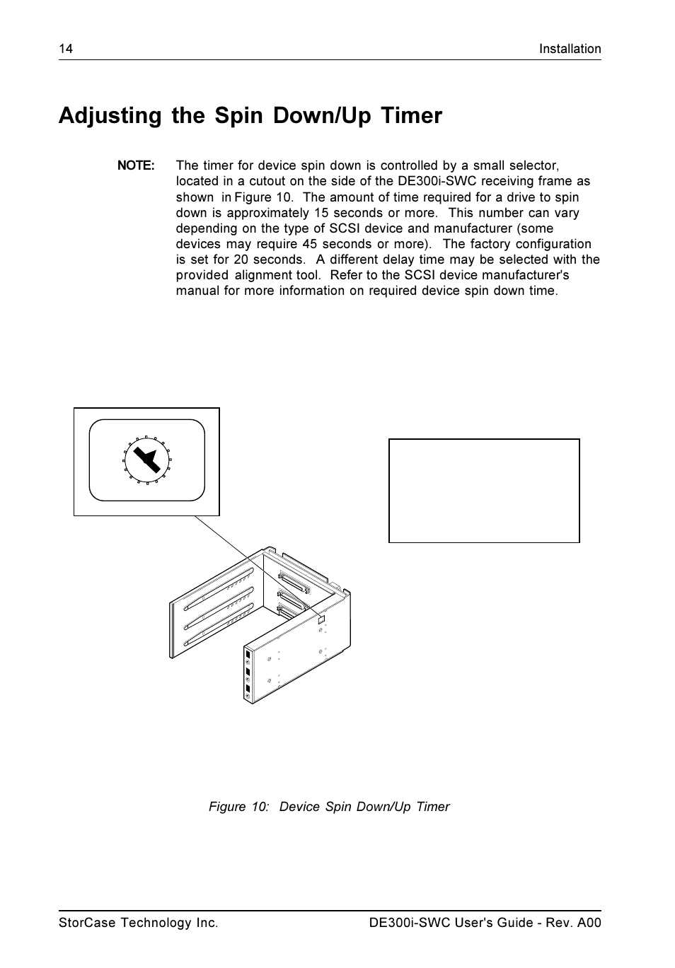 Adjusting the spin down/up timer | StorCase Technology DE300i-SWC User Manual | Page 21 / 33