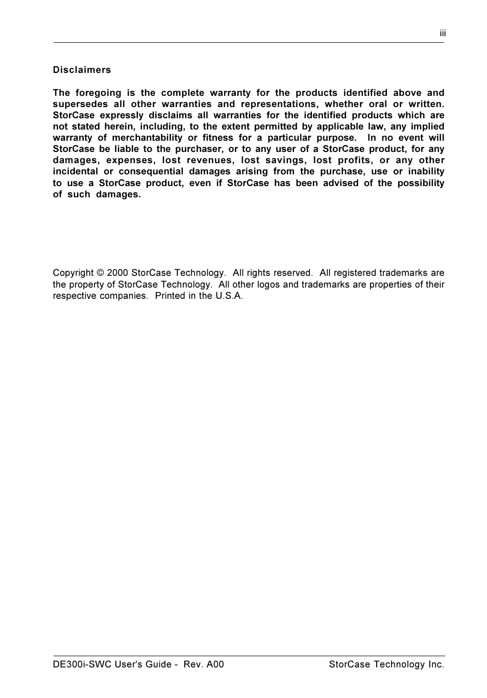 StorCase Technology DE300i-SWC User Manual | Page 4 / 33