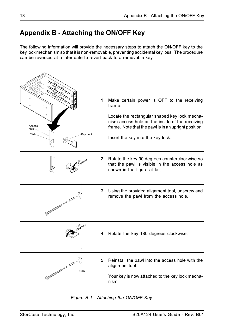 Appendix b - attaching the on/off key | StorCase Technology S20A124 User Manual | Page 25 / 29