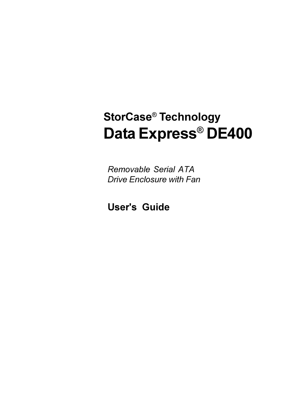 StorCase Technology DE400 User Manual | 28 pages