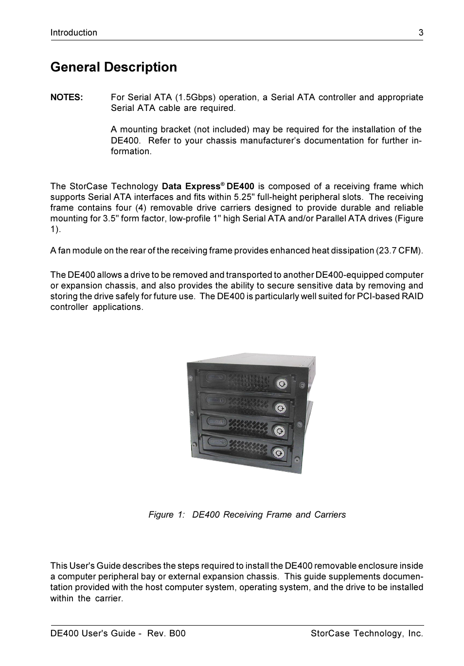 General description | StorCase Technology DE400 User Manual | Page 10 / 28