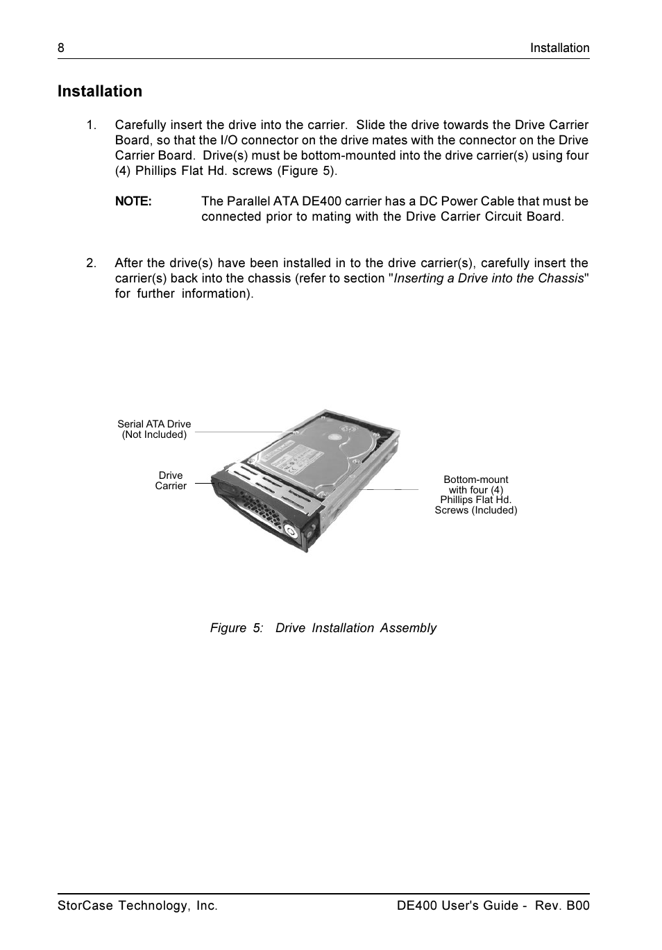Installation | StorCase Technology DE400 User Manual | Page 16 / 28