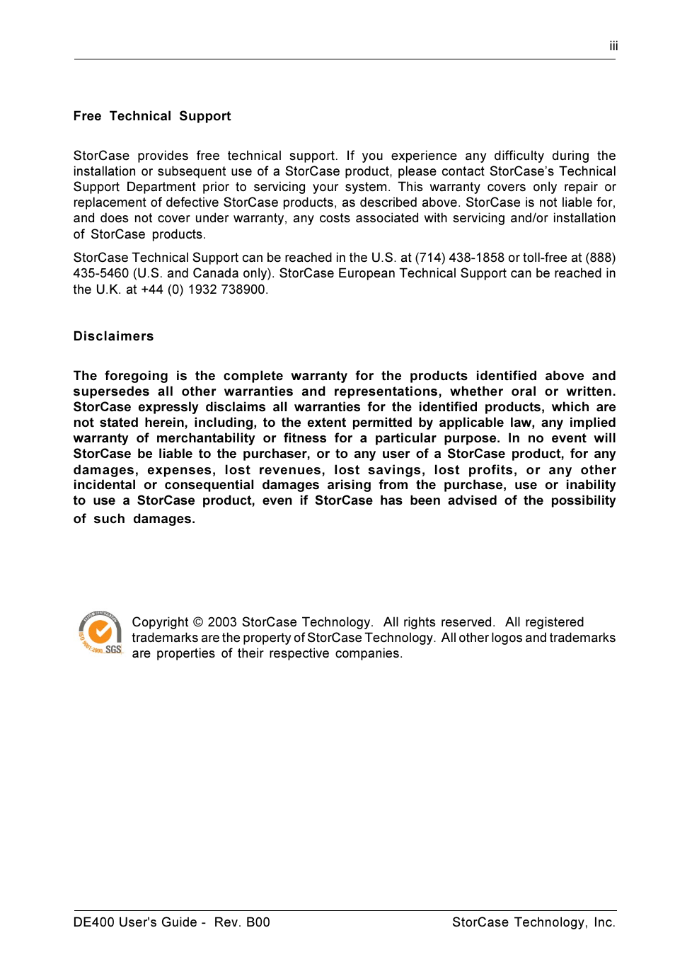 StorCase Technology DE400 User Manual | Page 4 / 28